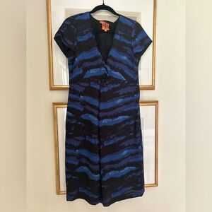 Tory Burch Blue and Black Midi Dress